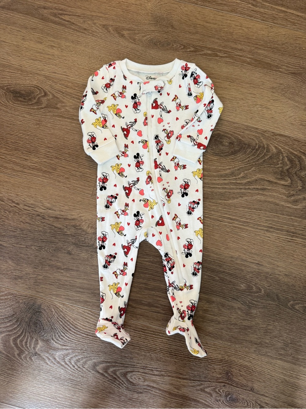 Disney Kids with Janie and Jack White Minnie & Mickey Print Footed One-Piece